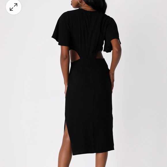 Lulus Summer Journey Black Side Cutout Plunging Tie Front Midi Dress - Picture 13 of 13